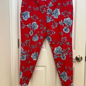 Roz & Ali Red and Blue Floral Pants